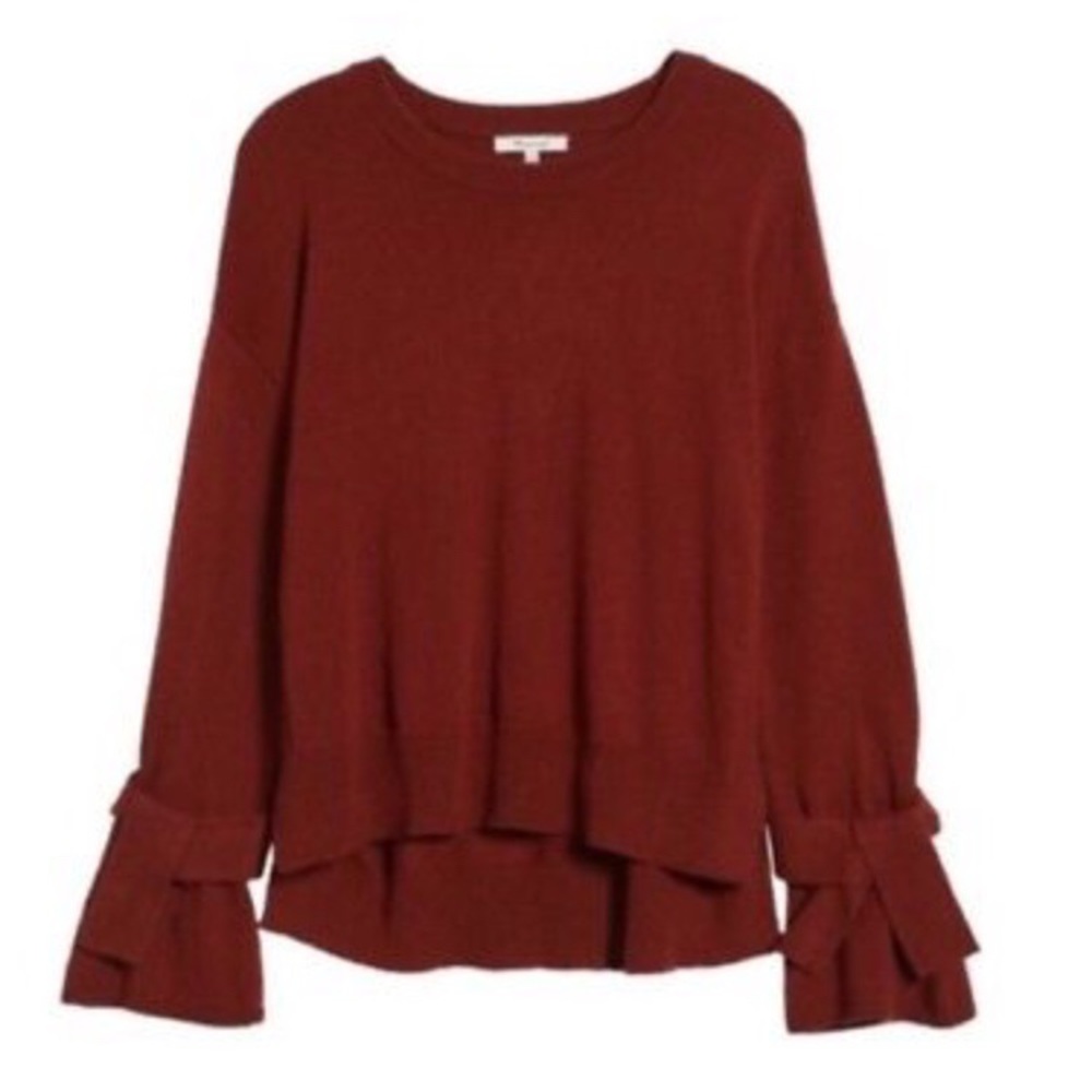Madewell Burgundy Tie Sleeve Sweater